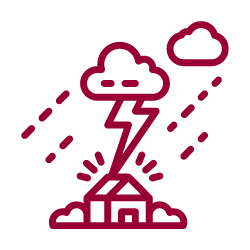 pictogramme maison avec orage
