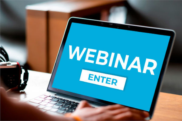 inscription webinar sur un écran de pc portable