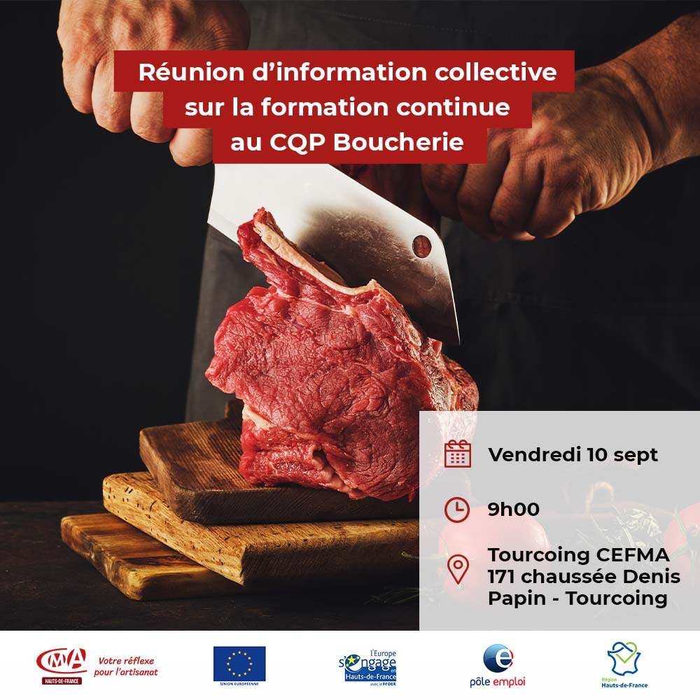 Flyer réunion d'information sur la formation CQP Boucher