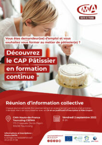 affiche CAP pâtisserie découverte du CAP le 2 septembre 2022