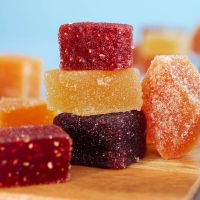 A colorful traditional French fruit jellies (Pâte de fruits). I