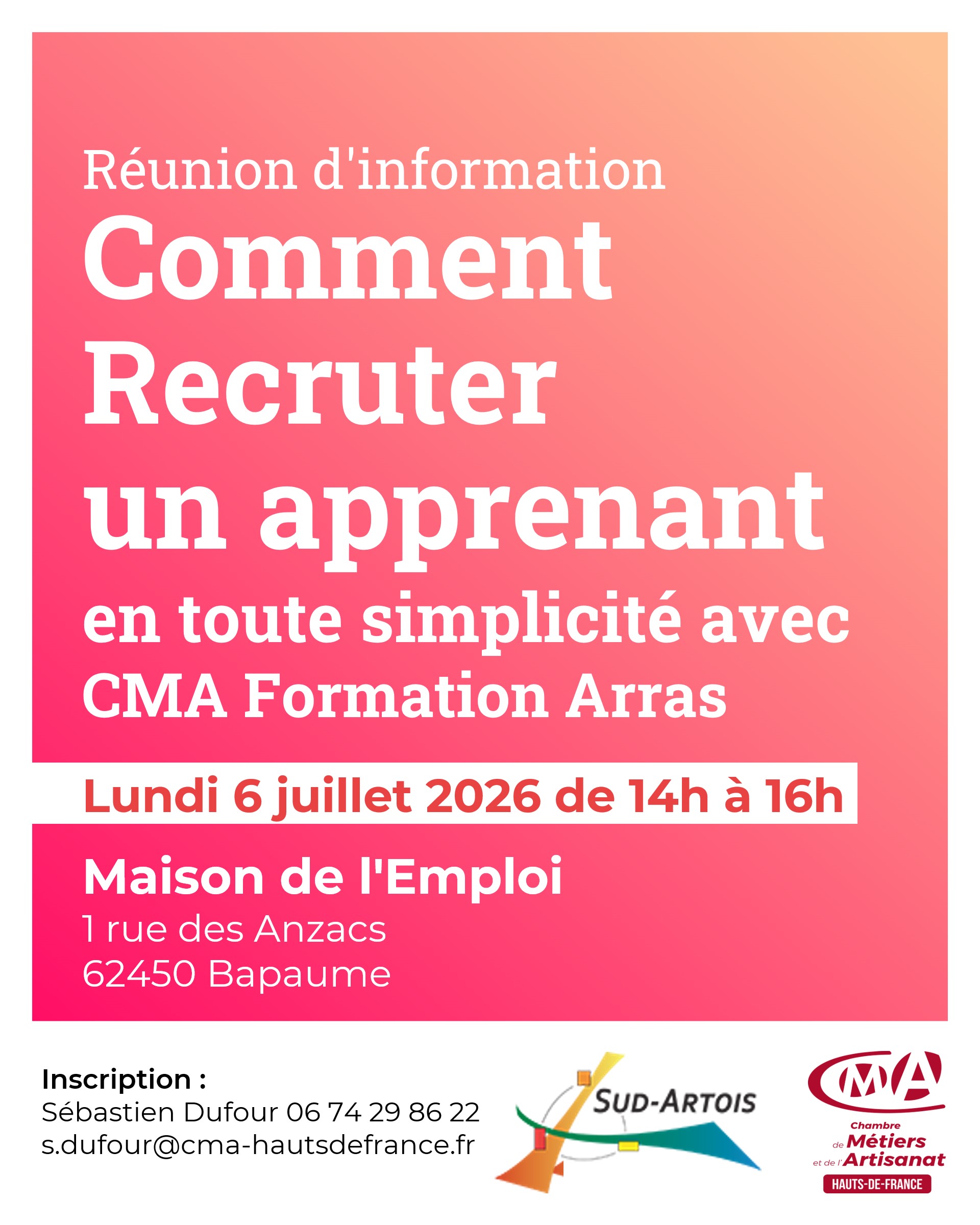 Réunion d'information Sud Artois comment recruter un apprenant